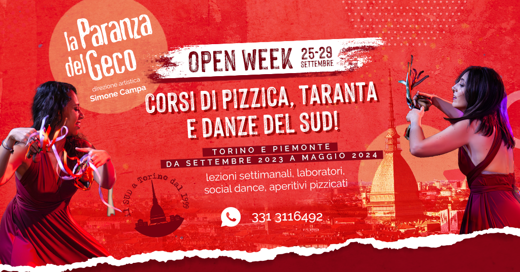 OPEN WEEK Corsi di Pizzica e Danze del Sud 2023/24 ~ TORINO E PIEMONTE!